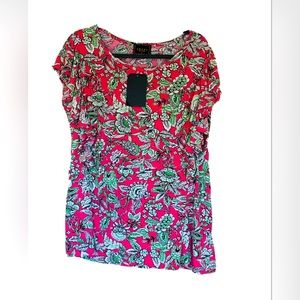 NWT women plus size 1X,3X Amanda’s floral short sleeves top blouse shirt